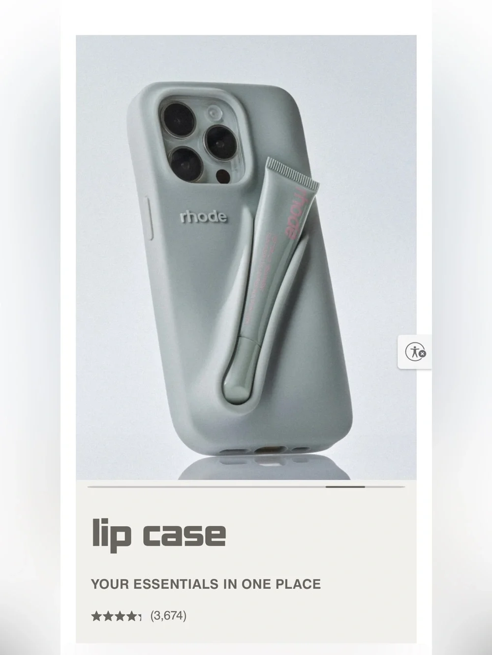 RHODE Soft Gray Lip Case with Built-In Lip Tube Holder